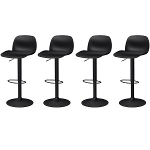 HomeRoots Set of Four Black Heavy Duty Plastic and Metal Mid Back Adjustable Height Swivel Bar Chairs - 1 of 4
