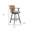 HomeRoots 40" Brown Metal Swivel Outdoor Counter Height Bar chair with Footrest - 3 of 4