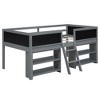 CAVINAS Twin Size Loft Bed with Storage Shelves & Blackboard/ Trundle,Wooden Bunk Bed Frame for Kids Room,Bedroom - 2 of 4