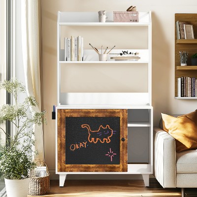 ONWITH Graffiti the litter box Enclosure with 2 Storage Shelves and 1 Doors