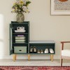 ChicFurnit Decorative Storage Cabinet L Shaped Shoe Storage Bench with Glass Door for Entryway, Green, 43.90"*17.90"*6.70" - 2 of 4