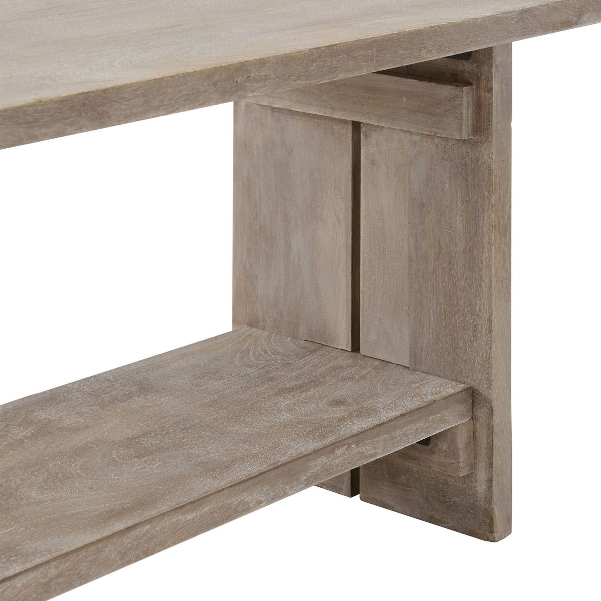 40" Castleton Mango Wood Bench and Coat Hook with Shelf Driftwood - Alaterre Furniture: Entryway Storage, 5 Metal Hooks, No Surface Treatment - thumbnail 7