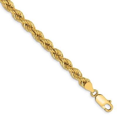 Black Bow Jewelry 5mm, 14k Yellow Gold, Handmade Solid Rope Chain Bracelet