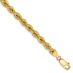 Black Bow Jewelry 5mm, 14k Yellow Gold, Handmade Solid Rope Chain Bracelet - 1 of 4