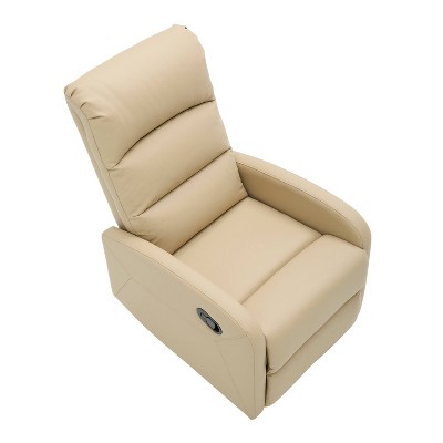 Beige Faux Leather Contemporary Recliner Chair