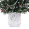 Haute Décor 4.5' Pre-lit Frosted Ithica Pine Potted Artificial Christmas Tree with White LED Lights: Faux Berries, Pinecones, Glitter - 3 of 4