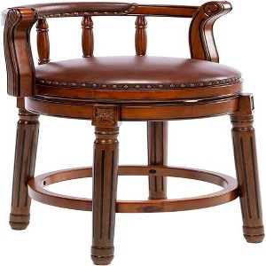 Resenkos Counter Bar Stools, Counter Stool,Seat Height 26" Swivel Cow top Leather Wooden Bar Stools with Backs(Brown 1pc) - 1 of 4