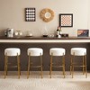 30" Tall, Round High Bar Stools, Set of 2 - Contemporary upholstered dining stools for kitchens,Black+Golden - 2 of 4