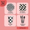 Blue Panda 144 Piece Race Car Birthday Party Supplies with Checkered Flag Plates, Napkins, Cups, and Cutlery (Serves 24) - 3 of 4