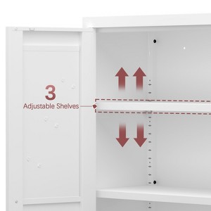 Gulches White Metal Pantry Cabinet - 2 Doors with 4 Adjustable Shelves, Steel Storage Locker with Magnetic Shut & Gold Handles for Kitchen/Office - 1 of 3