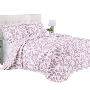 Collections Etc Brady Reversible Oversized Two-Tone Leaf Design Quilt - 1 of 3