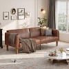 75" PU Leather Futon Sofa Bed,Convertible Loveseat, Adjustable Backrest, Side Pockets, Space-Saving Sleeper Sofa for Small Spaces, Brown - 3 of 4