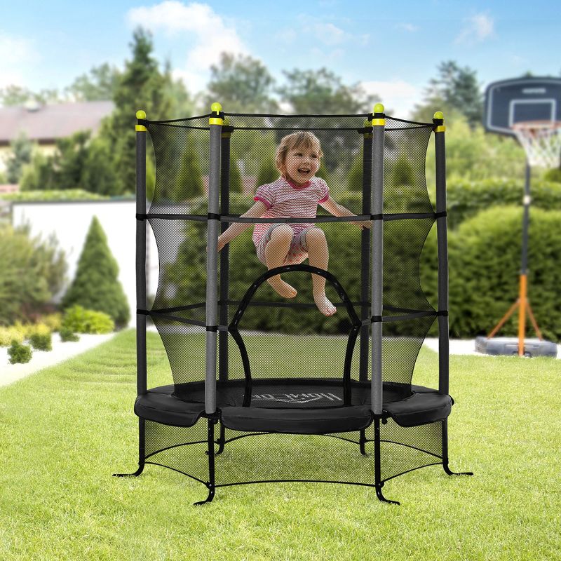 Soozier 5.3' Kids Trampoline, 64" Indoor Trampoline for Kids with Safety Enclosure for 3-10 Year Olds, Indoor & Outdoor Use, 2 of 7