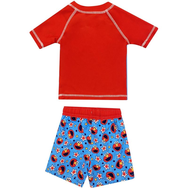 Sesame Street Elmo Baby Pullover Rash Guard and Swim Trunks Outfit Set Infant to Toddler, 2 of 8