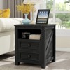 MUUEGM 18" Farmhouse Nightstand| Rustic Wooden End Table with 2 Drawers and Charging Station - 4 of 4