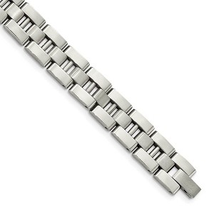 Black Bow Jewelry Men's Stainless Steel Polished Link 8.5 Inch Bracelet - 1 of 4