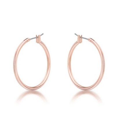 ShineHigh Rosegold Hoop Earrings for Women – Classic Lightweight Hoops in 30mm and 37mm Sizes with Polished Finish for Everyday and Evening Wear