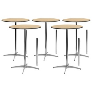 Flash Furniture Lars 30'' Round Wood Cocktail Table with 30'' and 42'' Columns - Set of 5 - 1 of 4