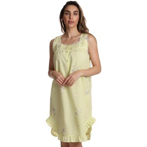 Dreamcrest Sleeveless Woven Nightgown with Floral Embroidery - Cute PJ Babydoll Sleepwear - 1 of 3