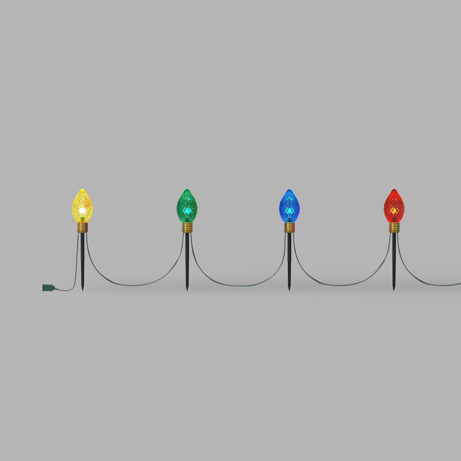 8ct Oversized LED C9 Faceted Convertible Christmas Pathway Lights with Multicolor Bulbs - Wondershop™