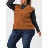 Agnes Orinda Women's Plus Size Fashion V Neck Cable Knit Sleeveless Pullover Casual Sweater Vests - 2 of 4
