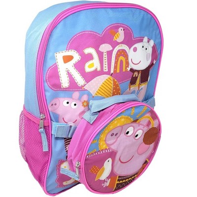 Girls Peppa Pig 16" Backpack Rain w/ Detachable Insulated Lunch Bag set