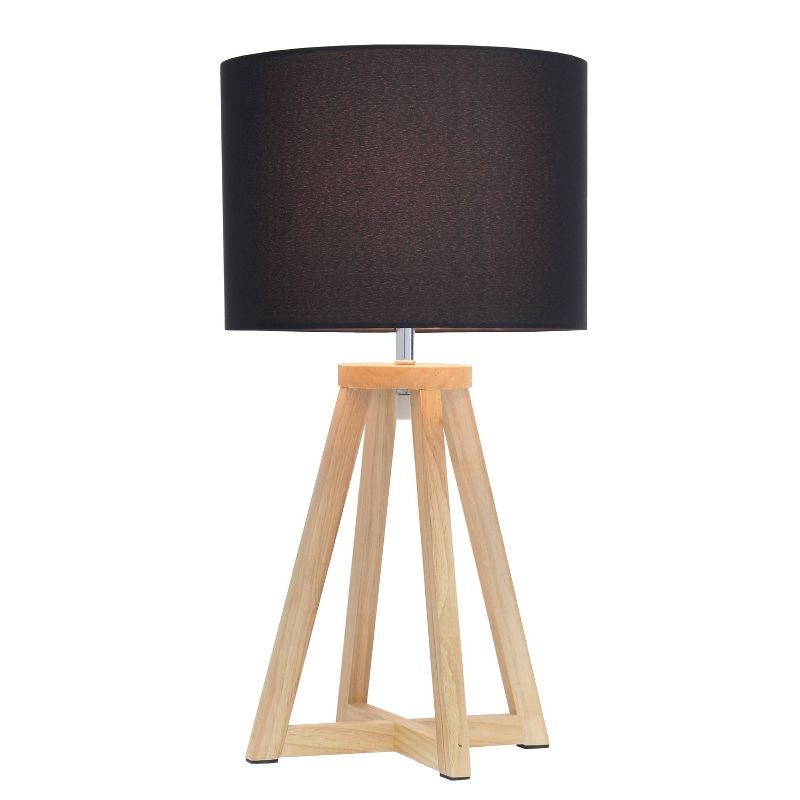 Natural Wood Interlocked Triangular Table Lamp with Fabric Shade - Simple Designs, 3 of 9