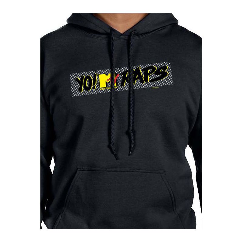 MTV Adult Music Yo! Raps '80s Sweatshirt Hoodie Pullover Black, 2 of 4