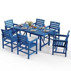 GardenJoy 7-Piece Patio Dining Set, HDPE Outdoor Table & Chairs Set for Lawn, Porch, Deck, Yard - 1 of 3
