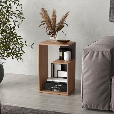 NicBex 25" High 3-Tier Shelf Side End Table,Dark Walnut Coffee Table End Table for Living Room,Bedroom