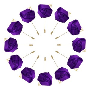 Unique Bargains Wedding Ceremony Anniversary Party Rose Groom Silk Metal Boutonnieres 12 Pcs - 1 of 3