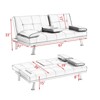 Aukfa 67" Convertible Folding Futon Sofa Bed Leather w/Cup Holders & Armrests - 2 of 4