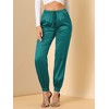 INSPIRE CHIC Women's Drawstring Elastic Waist Ankle Length Satin Joggers Pants with Pocket - 2 of 4