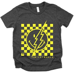 The Juniper Shop SmileyWorld Checkered Lightning Distressed Youth Short Sleeve Tee - 1 of 4