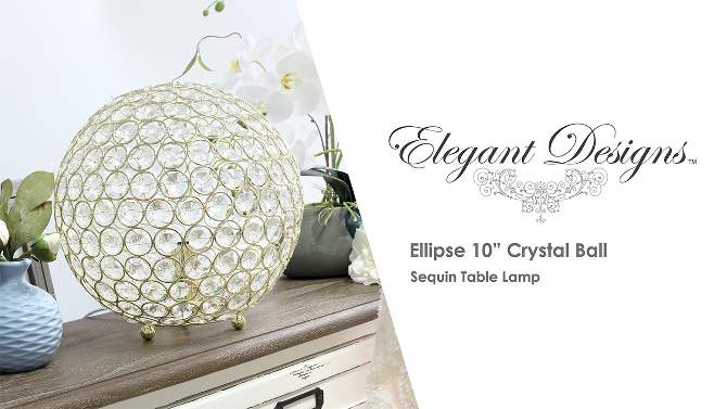 10" Elipse Crystal Ball Sequin Table Lamp - Elegant Designs, 2 of 11, play video