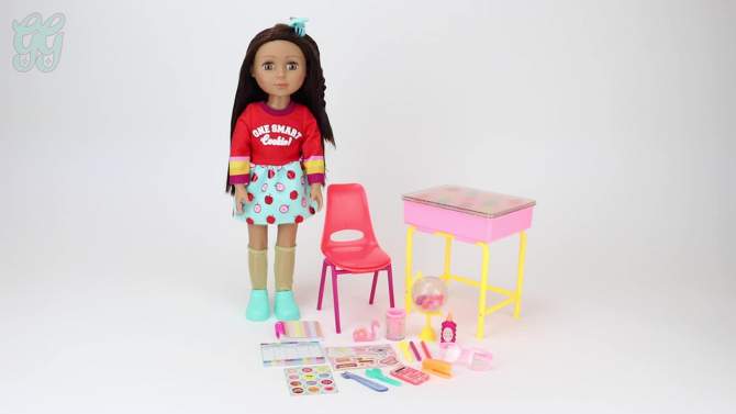 Glitter Girls 14&#34; Doll and Accessories Alessa &#38; School Desk Playset, 2 of 12, play video