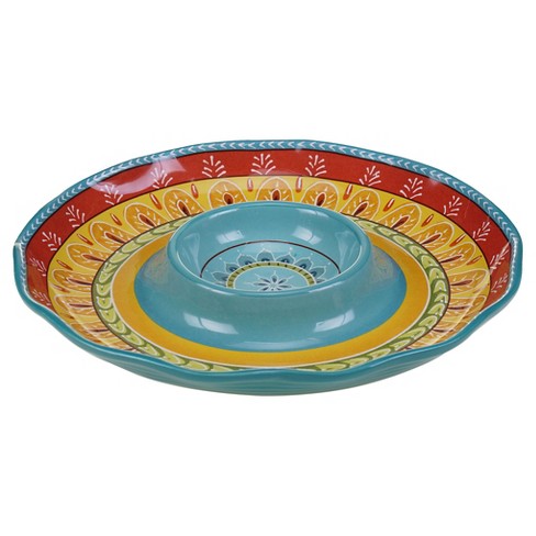 6 Piece Set of Colorful Divided Bowls Perfect for Dips, Chips