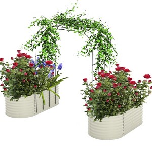 ODK Galvanized Raised Garden Bed with 96in Arch Trellis-Large Metal Garden Raised Bed for Vegetables, Roses, Outdoor Birdies Style with Flower Trellis - 1 of 4