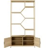 Maliang Rattan bookshelf, 7 tiers Bookcases Storage Rack with cabinet for Living Room, Natural, 39.4'' W x 13.8'' D x 75.6'' H. - 3 of 4