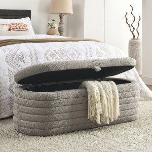 Upholstered Modern Storage Ottoman Bench Footrest Padded Seat With Safety Hinge For Entryway Dining Room Living Room - 1 of 4