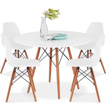 Best Choice Products 5-Piece Compact Mid-Century Modern Dining Set w/ 4 Chairs, Wooden Legs, Plastic Seats