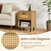 Resenkos Boho Rattan Nightstand - Rattan Drawer + Open Storage Shelf, Chic Fashionable End Table for Bedroom/Living Room, Natural - 2 of 4