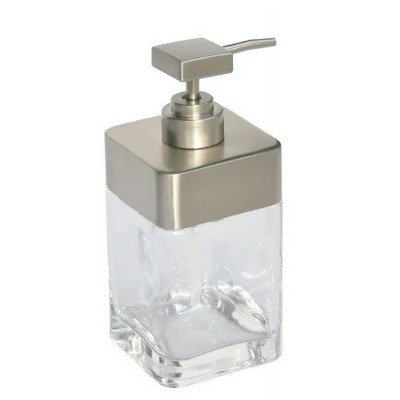 LunaLulinlk Metal and Glass Soap Pump, Clear with Silver Accent