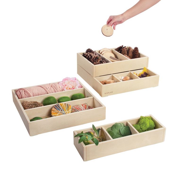 Kaplan Early Learning Loose Parts Stacking Wooden Trays - Set of 4, 2 of 3