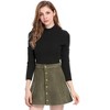 INSPIRE CHIC Women's Faux Suede Button Front A-Line High Waisted Mini Short Skirt - 2 of 4