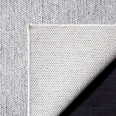 Grey and Ivory 8' x 10' Hand-Knotted Synthetic Area Rug