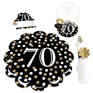 Big Dot of Happiness Adult 70th Birthday - Gold - Birthday Party Paper Charger and Table Decorations - Chargerific Kit - Place Setting for 8 - 1 of 4