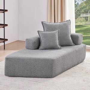 68" Boucle Special-Shaped Modular Floor Sofa Frame with Fully Compressed Design - 1 of 4