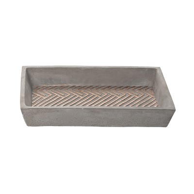 VIP Cement 9.5 in. Gray Herringbone Tray