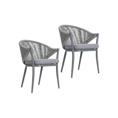 2pc Outdoor Aluminum Rope Chairs Gray - Nuu Garden